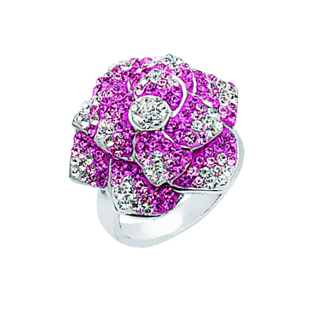 Nwt 925 Sterling Silver Rose Crystal Ring 132$